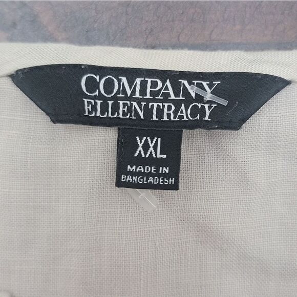 Ellen Tracy Linen Top High-lo V Neck Solid Cream W Front Pockets Lagenlook XXL - Picture 5 of 9